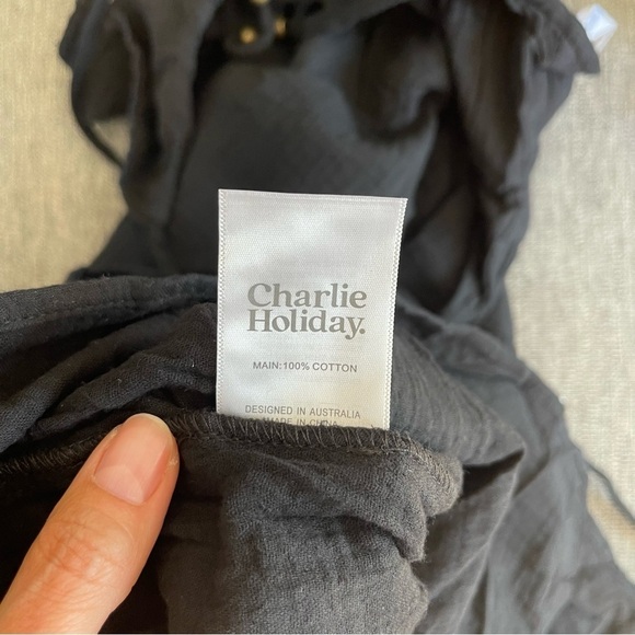 NEW Charlie Holiday Harlow Maxi Dress Gauze XIW6005 Black Medium NWT - Picture 8 of 9